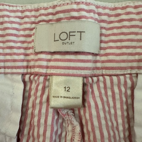 Loft Outlet Women’s 4” Short Pink and White Stripe Scalloped Shorts Sz 12 GUC - Picture 6 of 10